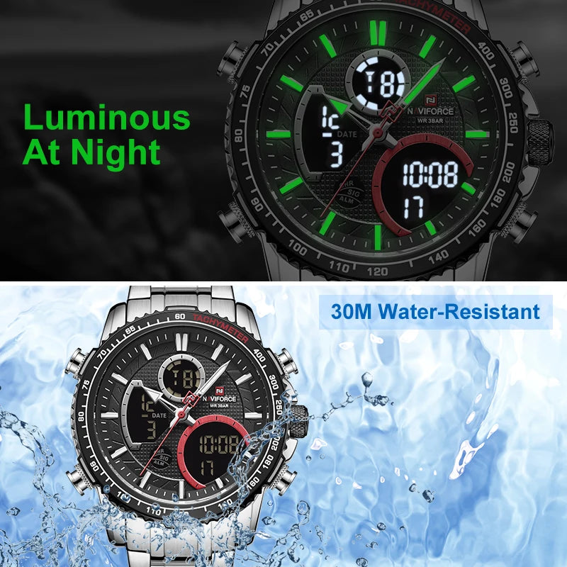 Watch Men  Waterproof Quartz Wristwatch Big Sports NAVIFORCE