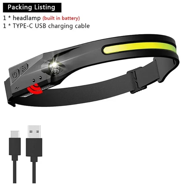 LED Sensor Headlamp USB Rechargeable