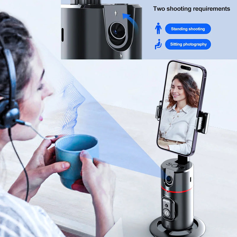 Phone Stabilizer Smart Facial Tracking with Removable Fill Light