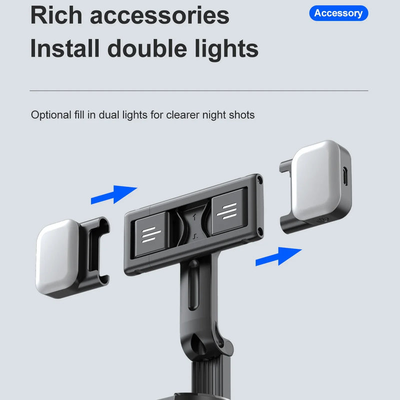 Phone Stabilizer Smart Facial Tracking with Removable Fill Light